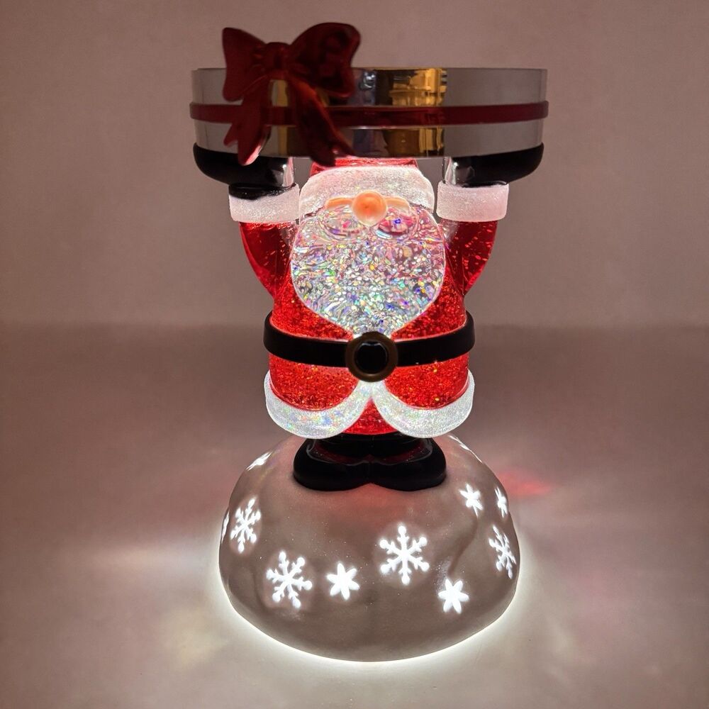Bath & Body Works Water Globe Light Up Santa Pedestal Candle Holder Christmas